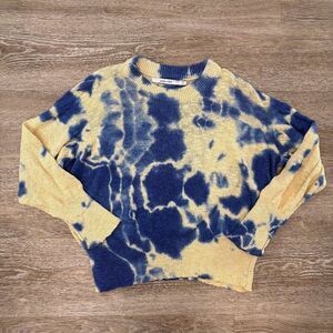 Maria Cher Cotton Tie Dye Blue White Off Long Sleeve Swetaer Pulover sz S